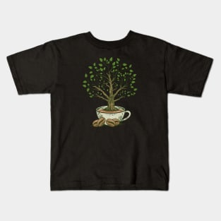 Tree of Coffee Art Drawing Illustration Kids T-Shirt